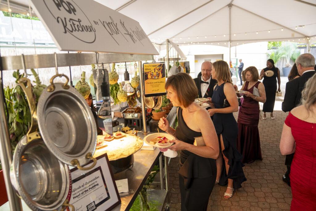 Food stands at gala event