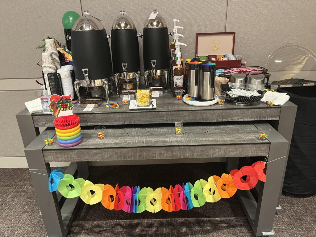 Beverage station at pride event