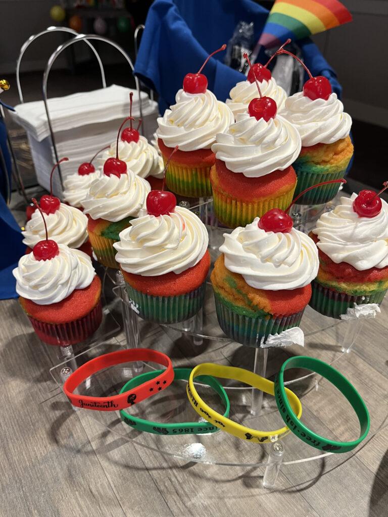 Pride themed cupcakes with cherries