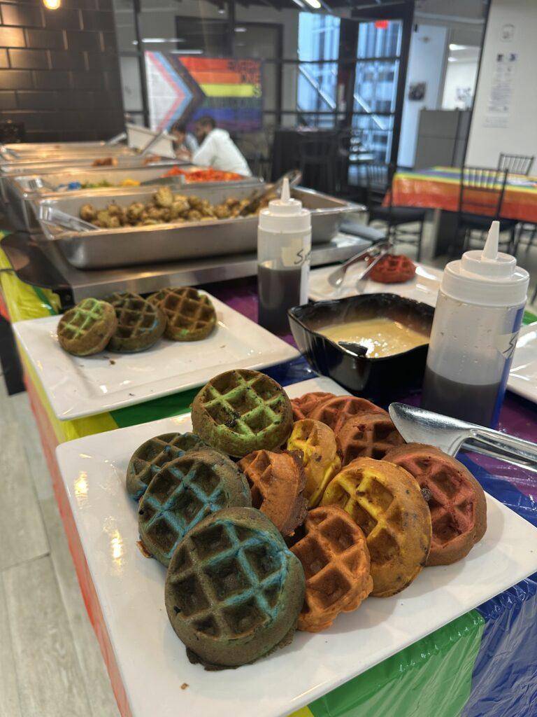 Rainbow colored waffles