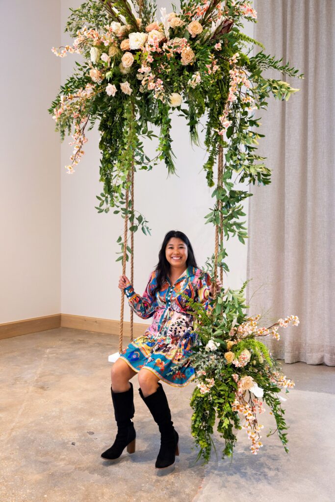 Floral decorated swing